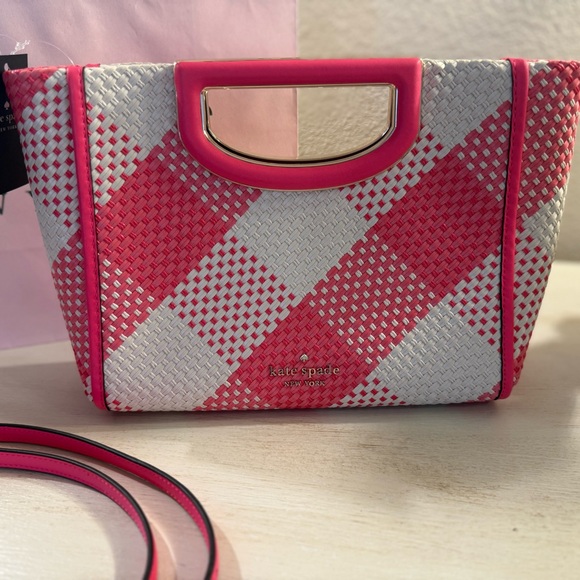 kate spade Pink & White Checkered Satchel with Removable Strap - Picture 2 of 6